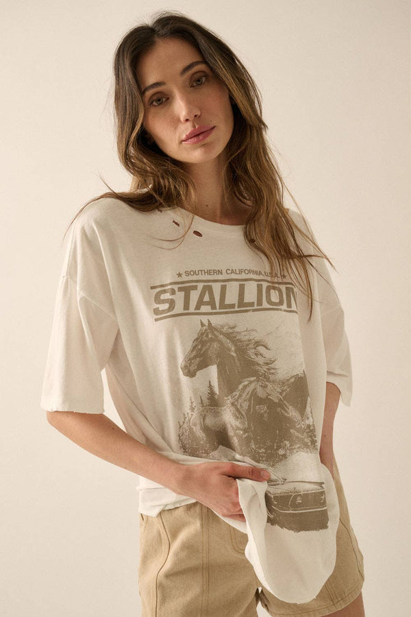 Southern California Stallion Distress Graphic Tee