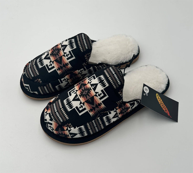 Black Aztec Slippers
