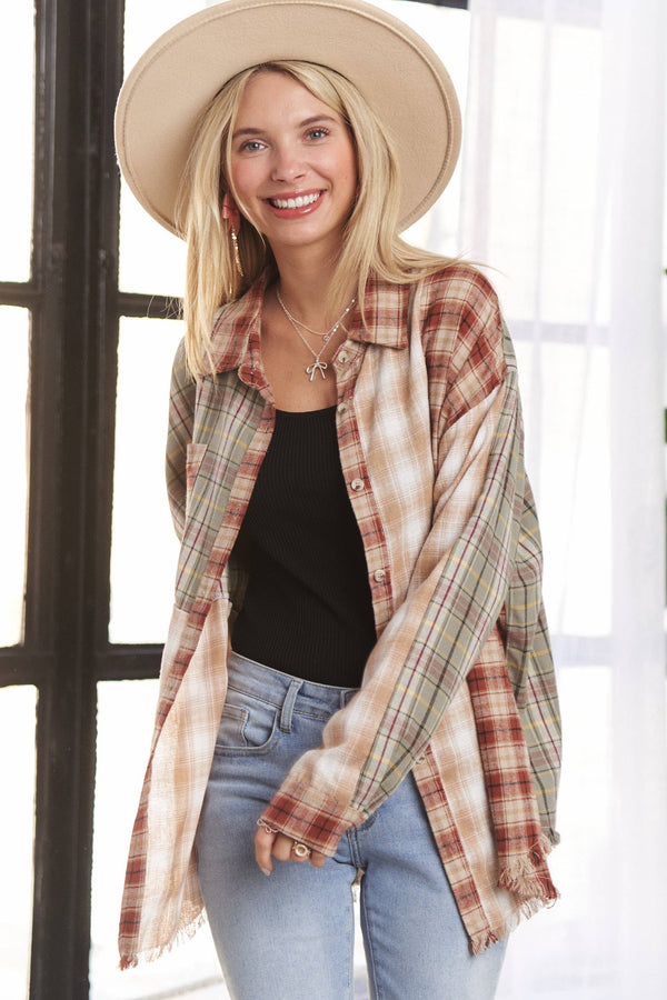 Scarecrow Plaid Button Up