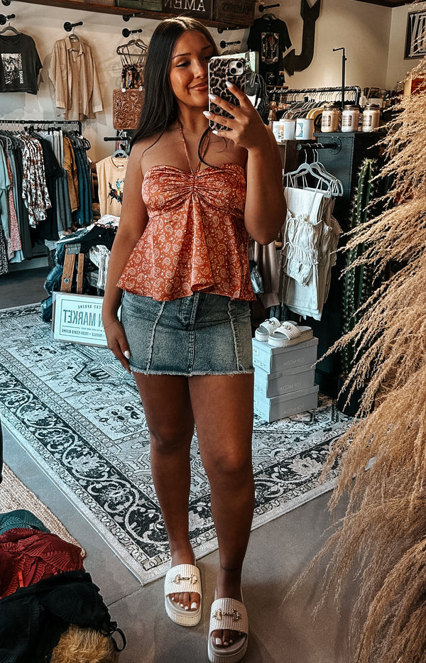 Papaya Paisley Top