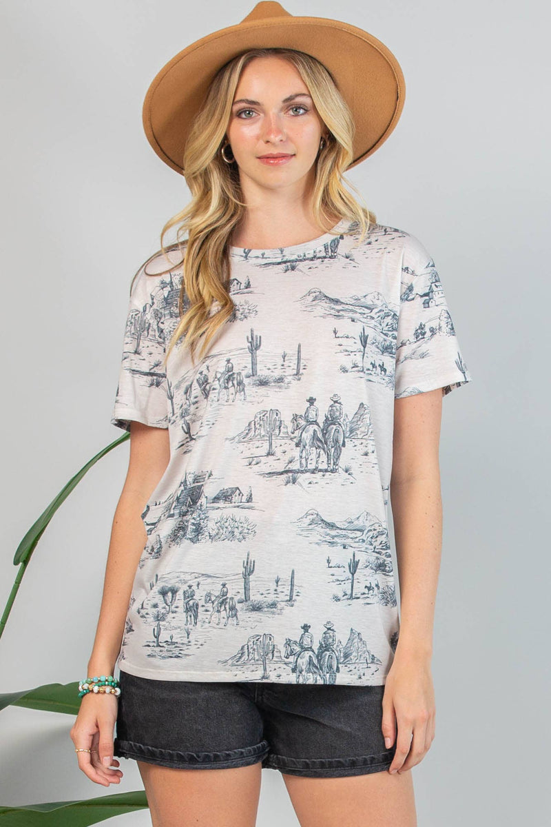 ELSA WESTERN LIFESTYLE PRINT T-SHIRT