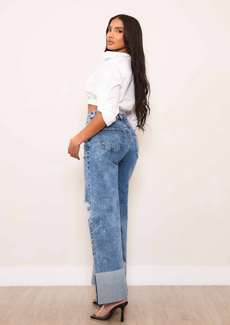 HIGH WAISTED WIDE LEG JEANS