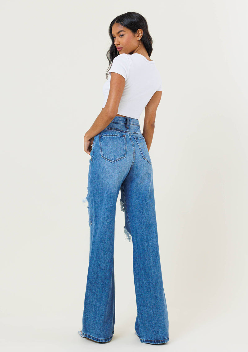 Distressed High-Rise Euphoria Wide Jeans