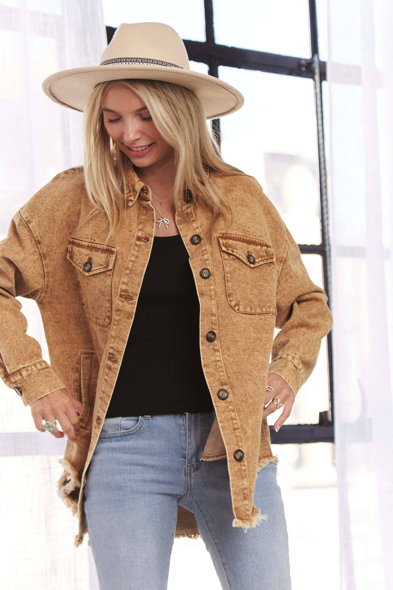 BUTTON DOWN WASHED SHACKET