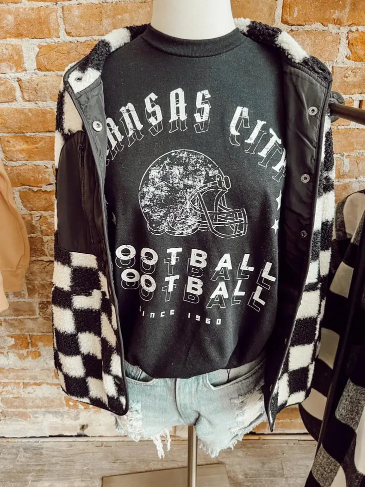 The Vintage Black Kansas City Football Tee