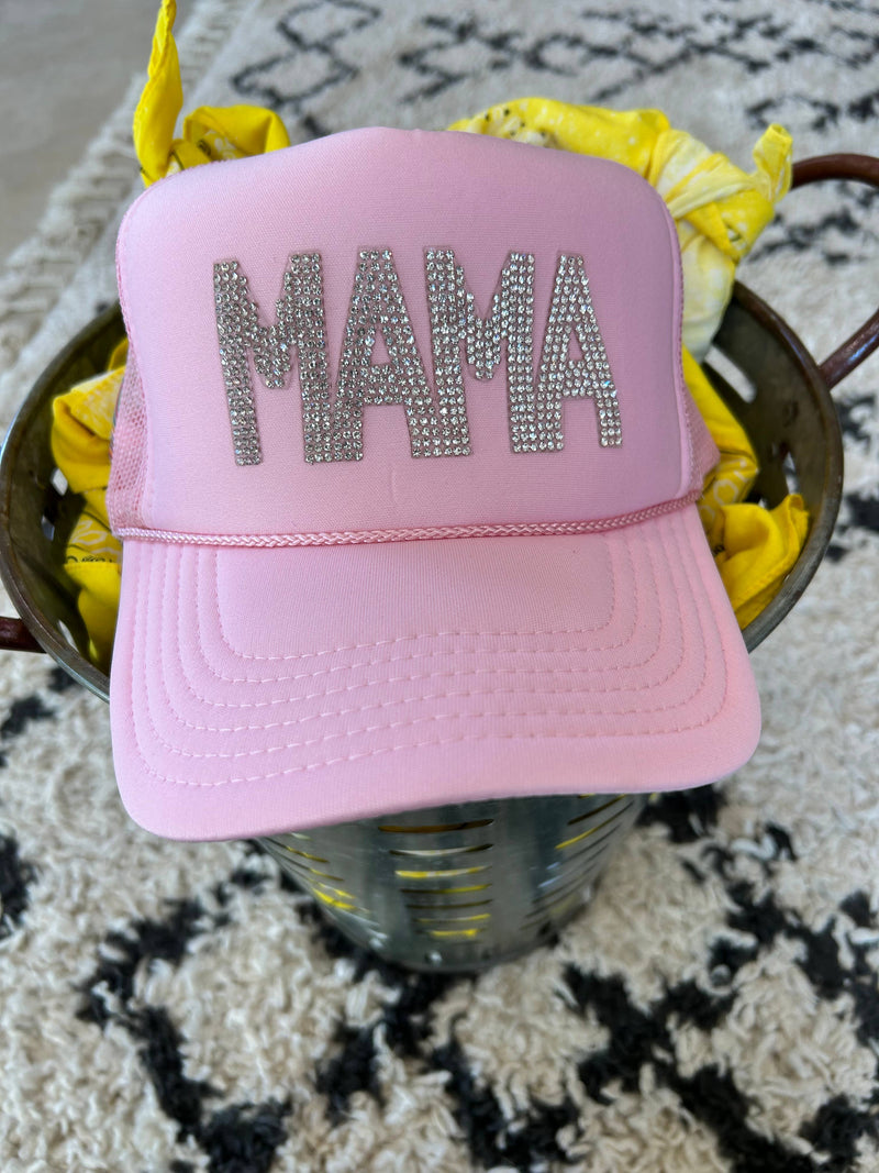 MAMA Rhinestone Trucker Hat | Mama | Mothers | Caps: Black