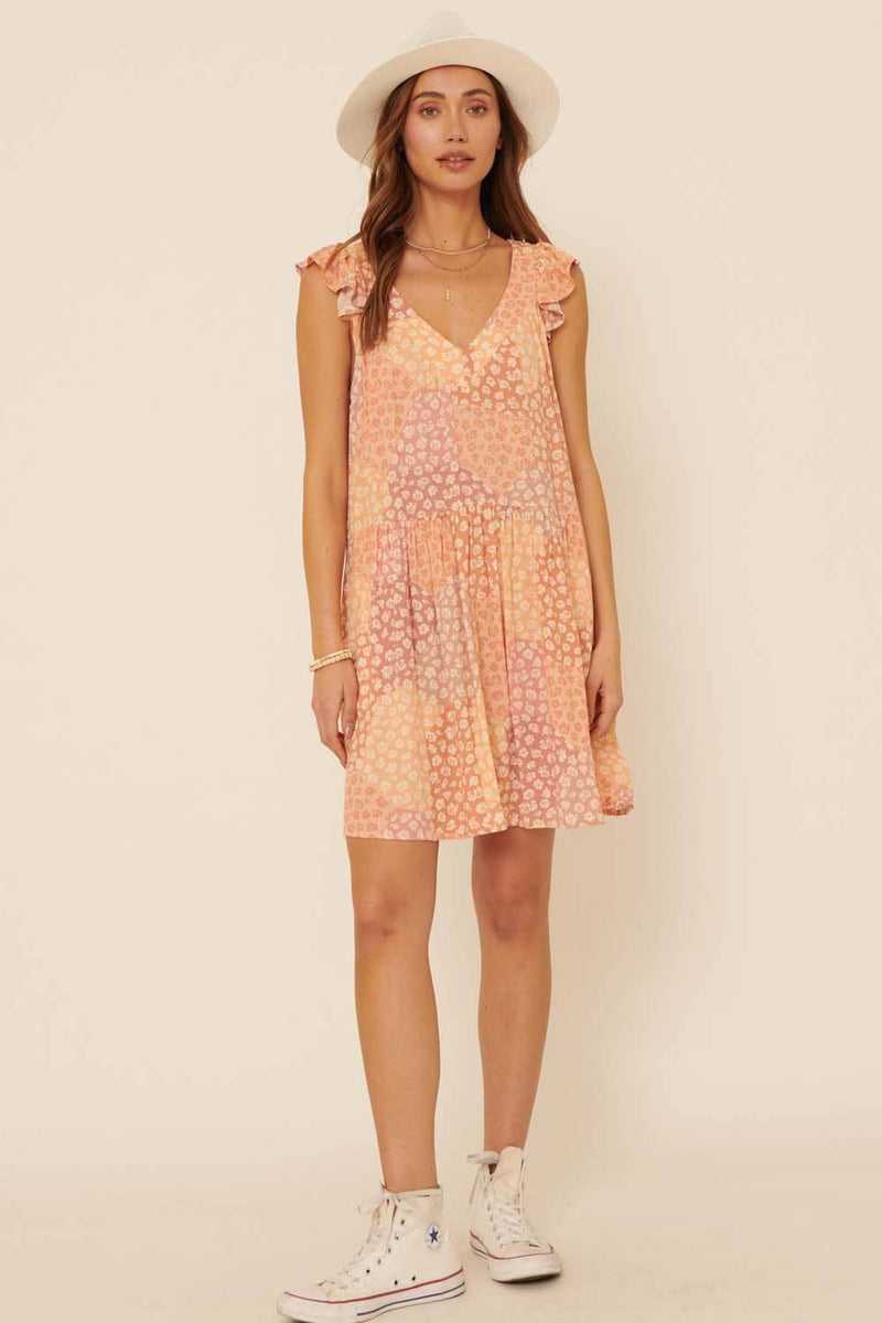 Peach Floral Mini Dress
