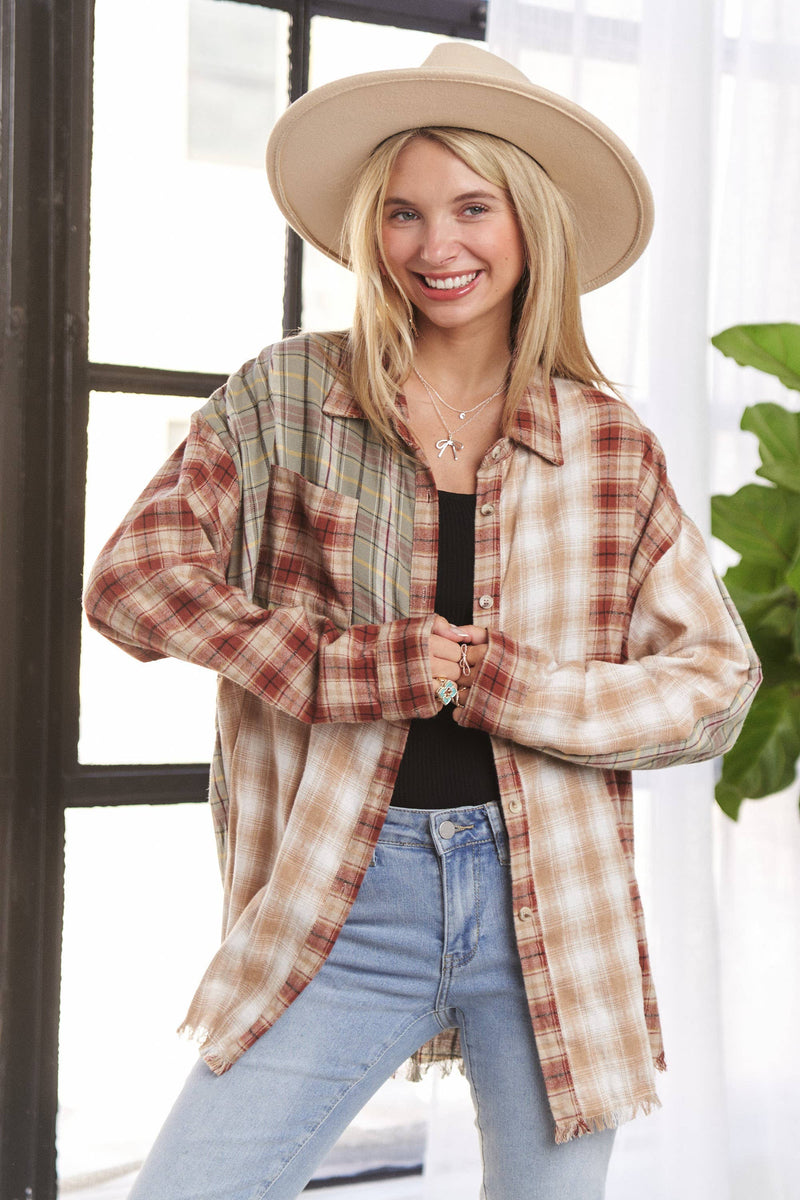 Scarecrow Plaid Button Up