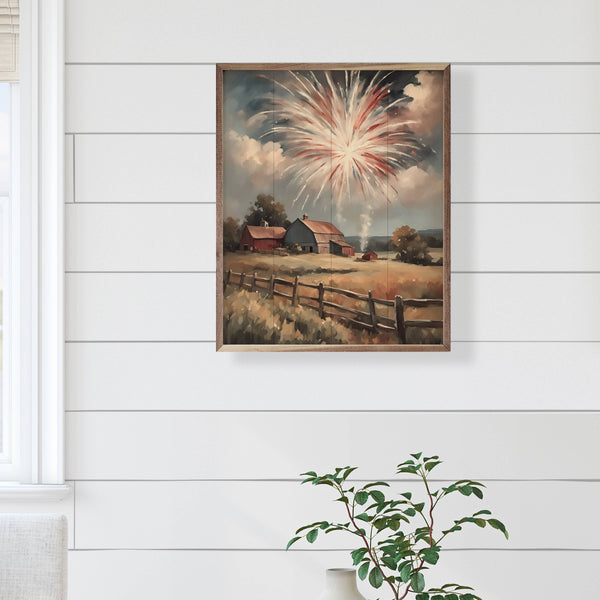 Fireworks South Over Barns: 16 x 20 x 1.5