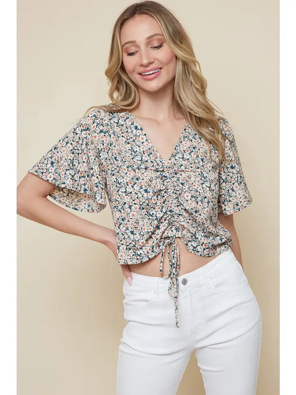 Ditsy Floral Cropped Blouse