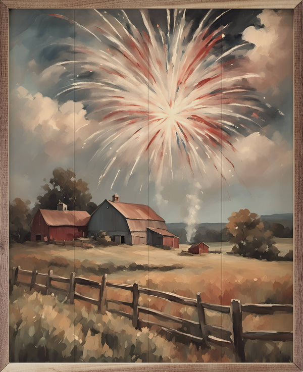 Fireworks South Over Barns: 16 x 20 x 1.5