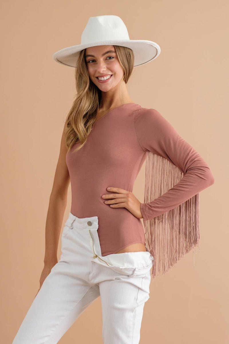 The Amber Rain Fringey Sleeve Bodysuit