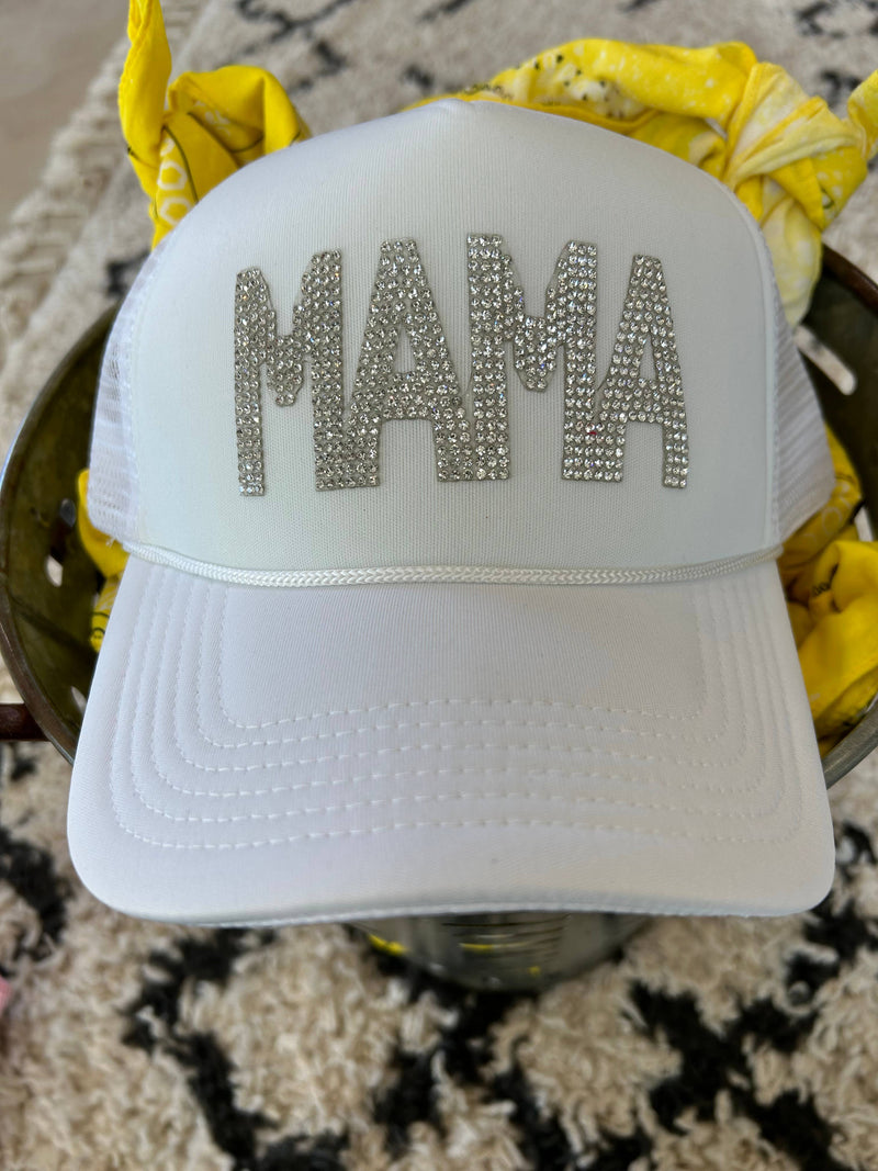 MAMA Rhinestone Trucker Hat | Mama | Mothers | Caps: Black