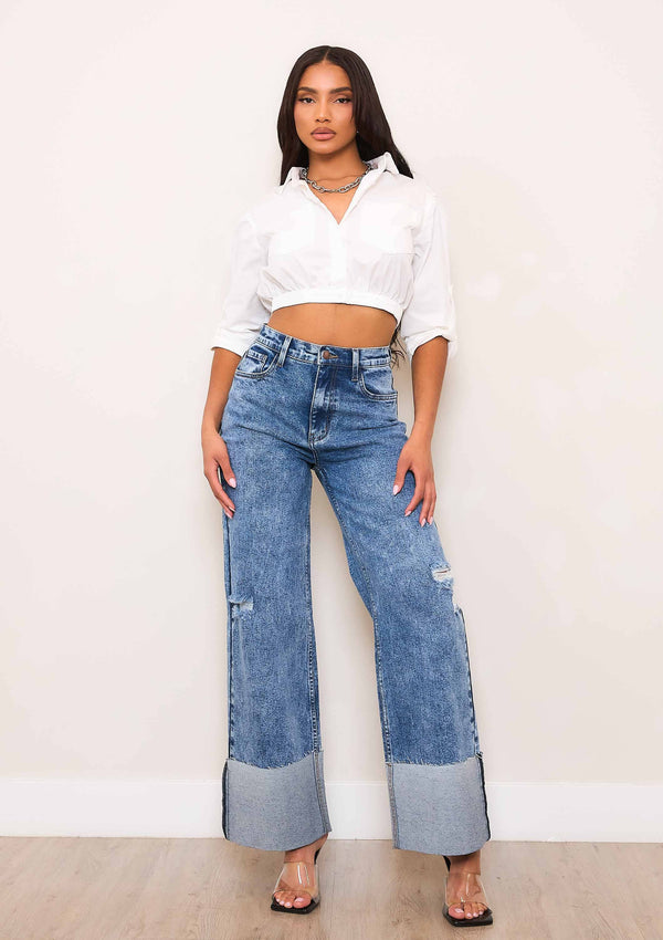 HIGH WAISTED WIDE LEG JEANS