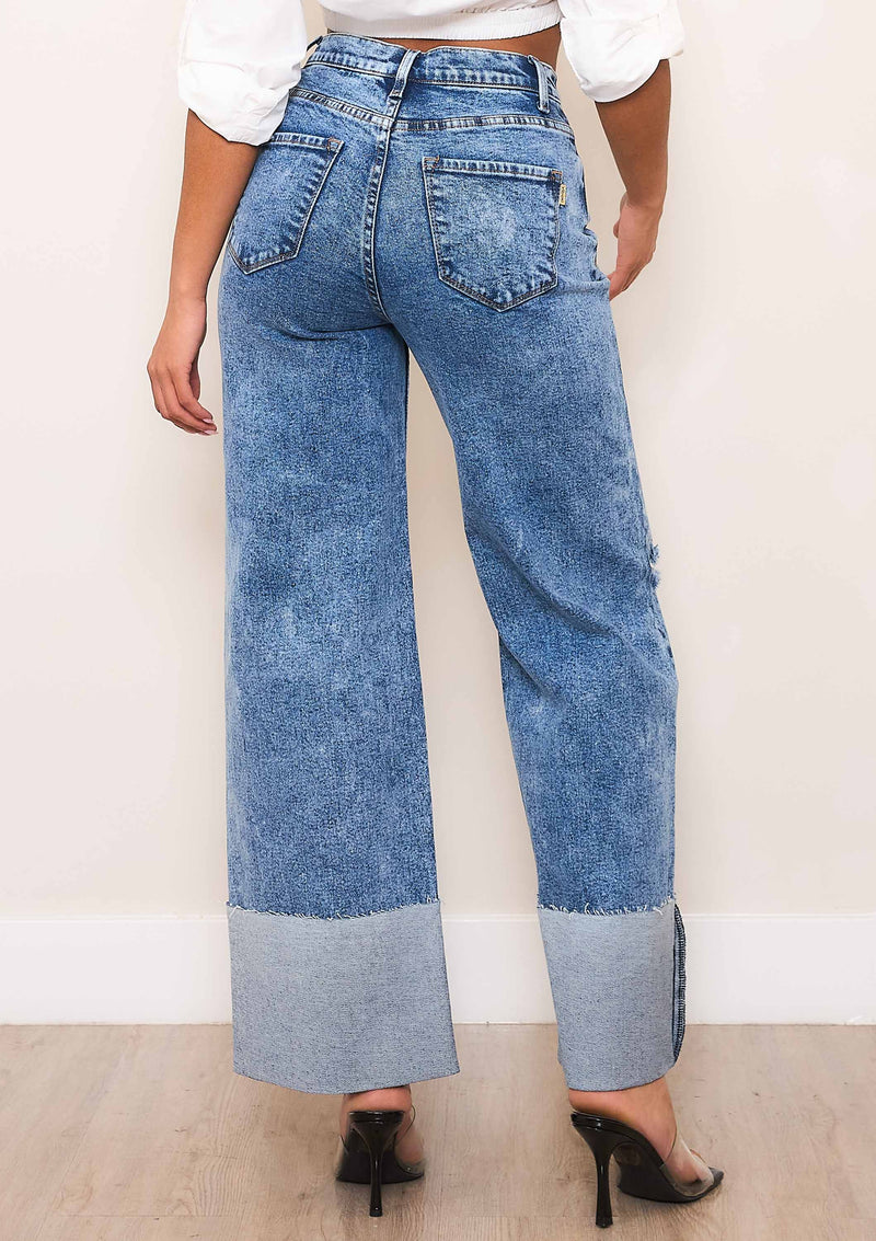 HIGH WAISTED WIDE LEG JEANS