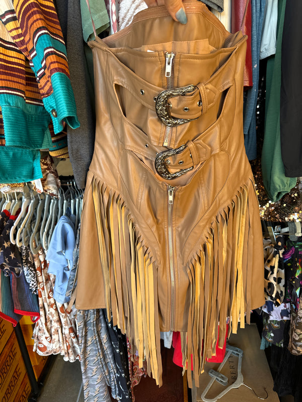 Casino Pleather Fringe Dress