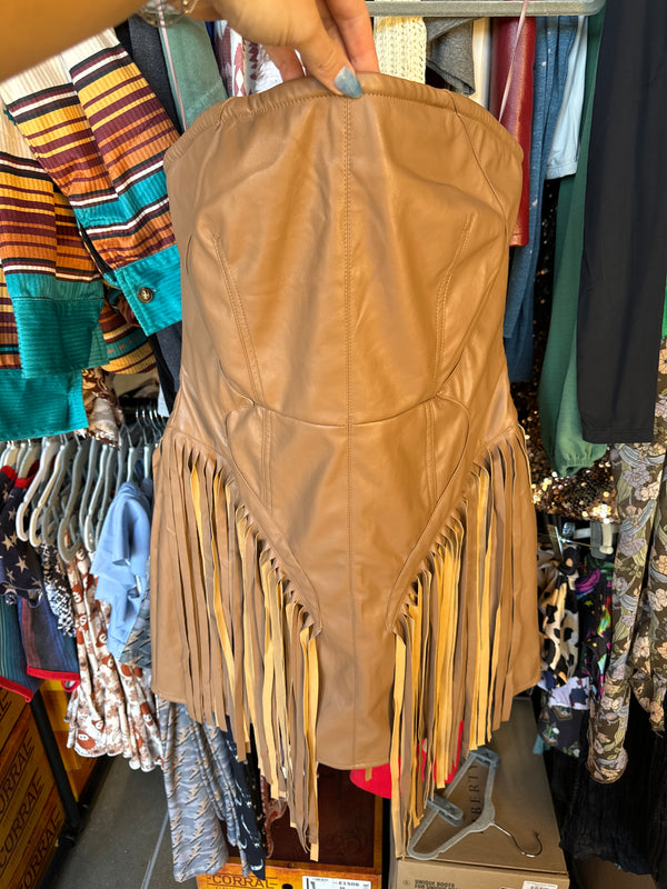 Casino Pleather Fringe Dress