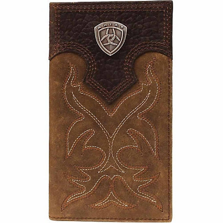 Distressed Leather Rodeo Wallet with Stitching and Concho