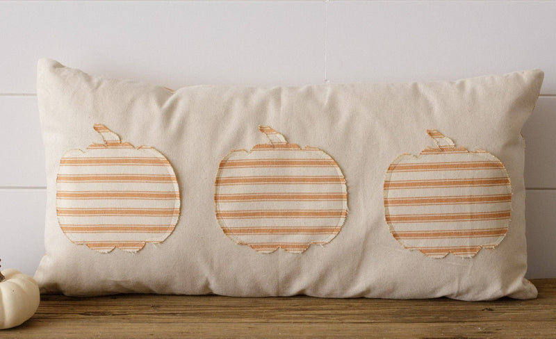 Orange Grain Sack Stripe Pumpkin Patch Pillow