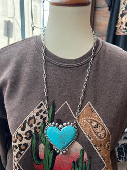 Blue Hearts Faux Turquoise Necklace