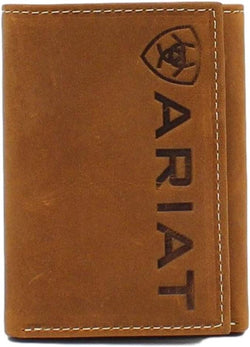 Ariat Brown with Embossed Shield Logo Tri-Fold Wallet