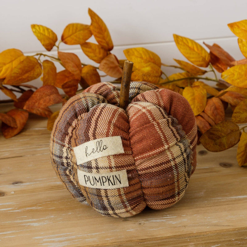Fall Plaid Pumpkin With Patch - Hello Pumpkin