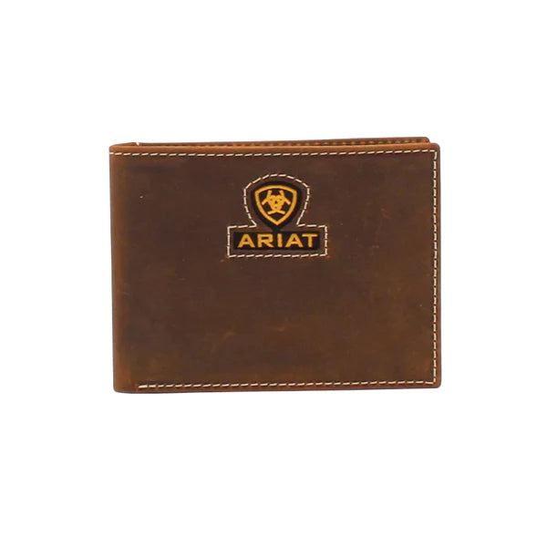 Ariat Men's Inlay Ribbon Logo Brown Bifold Wallet