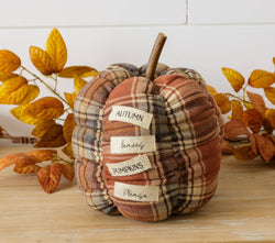 Fall Plaid Pumpkin With Patch - Autumn Leaves