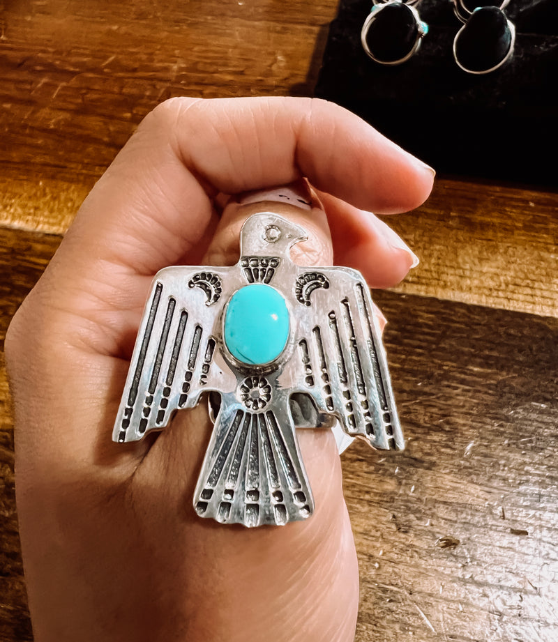 Thunderbird Turquoise and Sterling Silver Ring