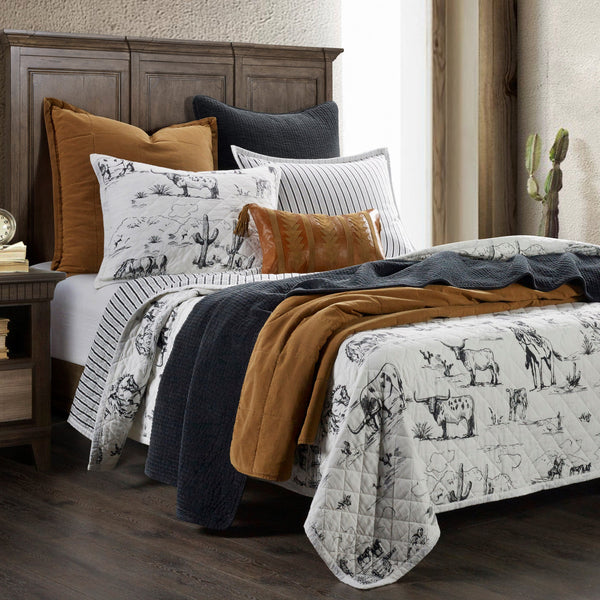 Ranch Life Western Toile Reverse-able Quilt 3PC Set