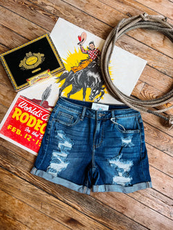 The Audie Double Roll Denim Short
