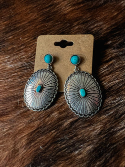 Turquoise and Oval Concho Earrings