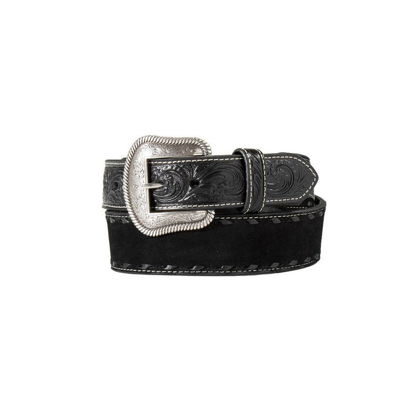 Nocona Western Belt Mens Embossed Buck Laced Roughout Body